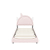 Cute Twin Pink Upholstered Bed Frame for Girls with Unicorn Headboard