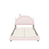 Full Size Pink Upholstered Bed Frame for Girls with Unicorn Headboard