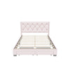 Queen Pink Upholstered Storage Bed Frame with Headboard, Drawers