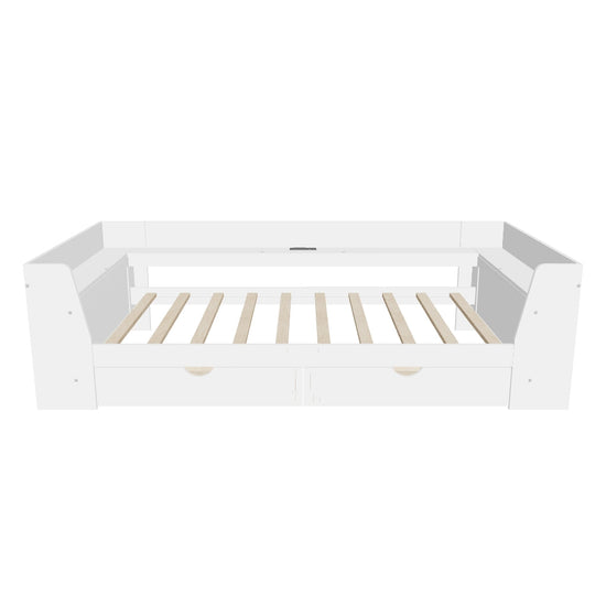 Wooden Twin Daybed with Storage and Charging Station - [Low]