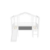 Twin House Low Loft Bed with Slide and Blackboard for Kids, Toddler - [Wood]