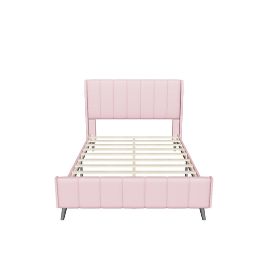 Modern Velvet Upholstered Full Size Bed Frame with Wingback Headboard