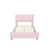 Modern Velvet Upholstered Full Size Bed Frame with Wingback Headboard