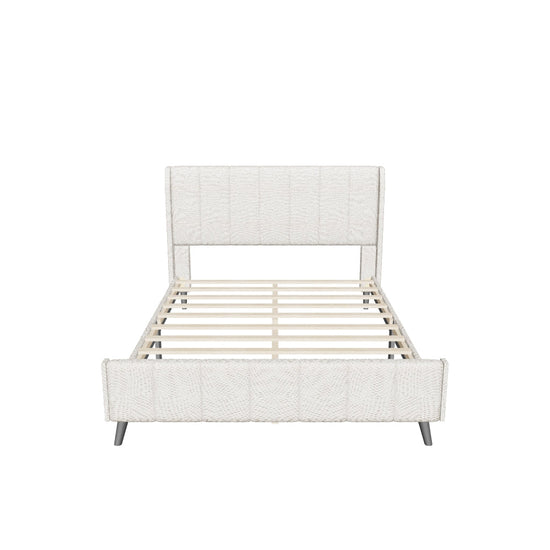 Modern Velvet Upholstered Queen Bed Frame with Wingback Headboard