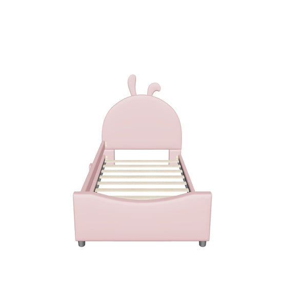 Cute Twin Size Low Profile Upholstered Toddler Bed with Rails