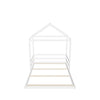 Wood House-Shaped Full Size Toddler Floor Bed with Rails