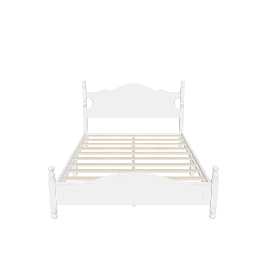 Traditional Full Size Low Profile Wood Platform Bed Frame with Headboard