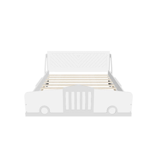 Wooden Full Size Car Bed Frame for Boys and Girls with Wheels