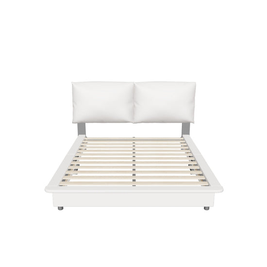 Upholstered Modern Queen Bed Frame with Headboard and LED Lights