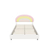 Cute Full Size Upholstered Platform Bed Frame with Rainbow Headboard