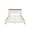 Smart Upholstered Queen Size Platform Bed Frame with Storage Headboard