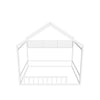 Wood House Full Size Floor Bed with Rails and Storage for Toddler, Kids