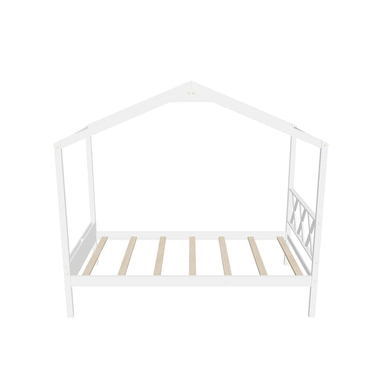 Twin Size Kids House Bed with Headboard and Storage - [Wooden]