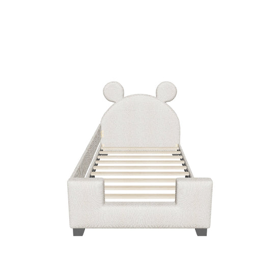 Upholstered Twin Daybed with Carton Ears Shaped Headboard for Kids