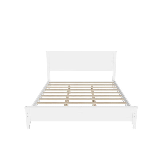 Mid-Century Modern Solid Wood Queen Size Platform Bed with Headboard