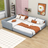 Queen Upholstered Bed Frame with Attached Twin XL Side Bed