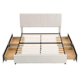 Queen Size Upholstered Platform Bed with Headboard and Storage - [4 Drawers, Velvet]