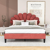 Modern Queen Size Velvet Upholstered Platform Bed Frame with Headboard