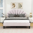 Modern Queen Size Velvet Upholstered Platform Bed Frame with Headboard