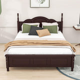 Wood Traditional Queen Size Platform Bed Frame with Headboard