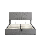 Upholstered Queen Size Platform Bed with Headboard and Hydraulic Storage System