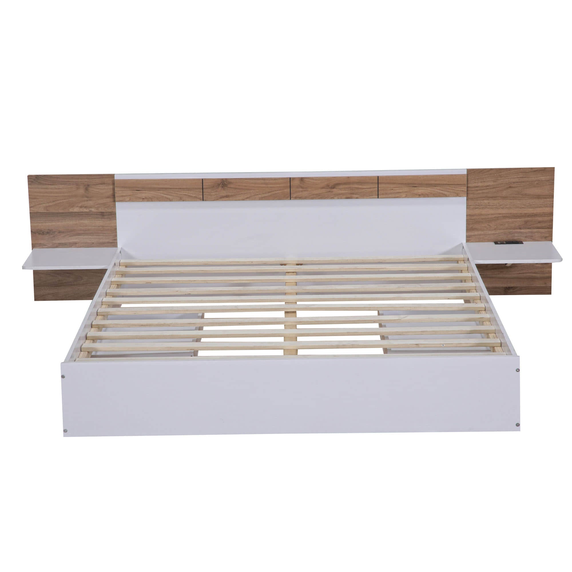 Wooden Queen Bed Frame with Headboard and Storage Drawers