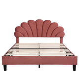 Modern Queen Size Velvet Upholstered Platform Bed Frame with Headboard