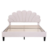 Modern Queen Size Velvet Upholstered Platform Bed Frame with Headboard