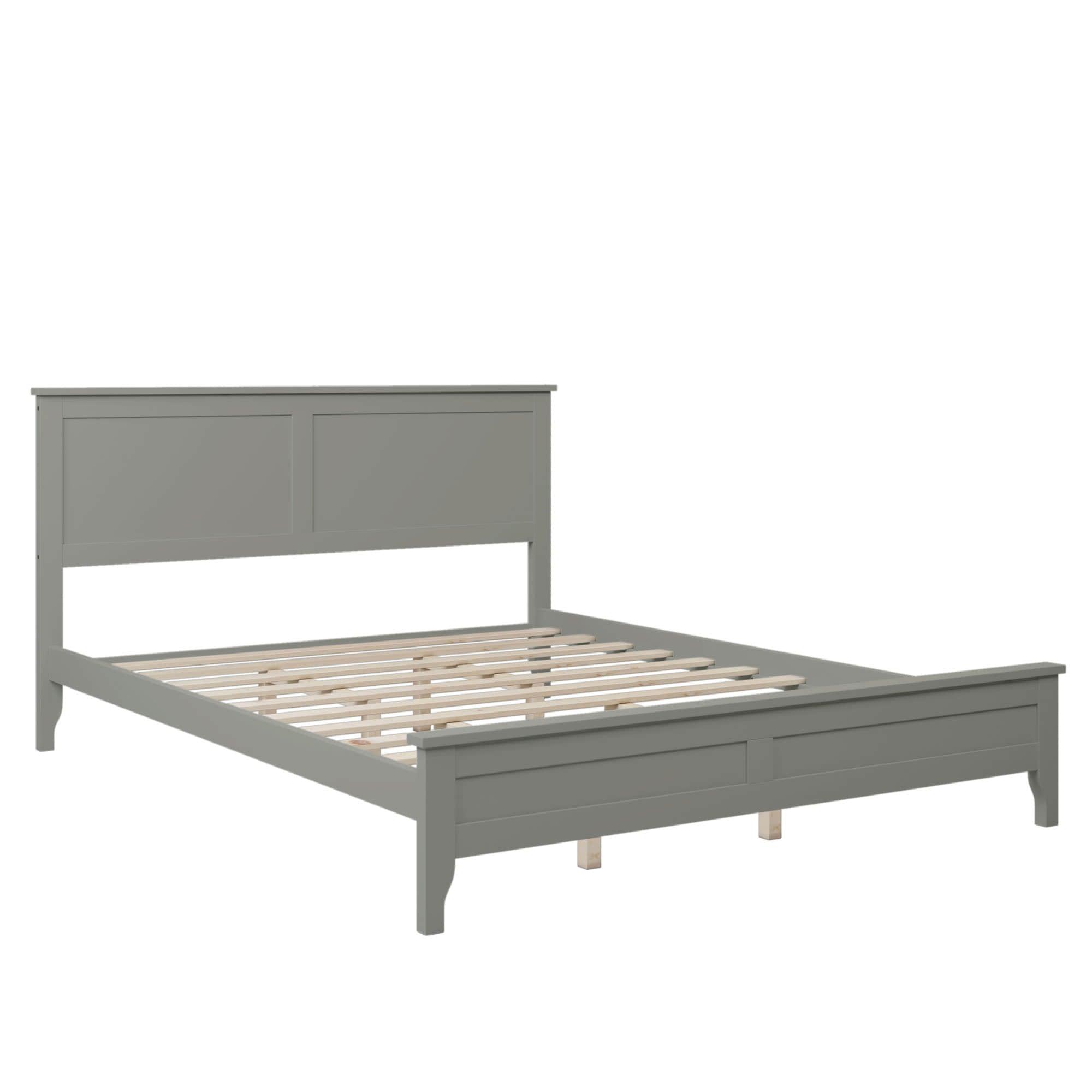 Mid-Century Modern Solid Wood Queen Size Platform Bed with Headboard