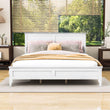 Mid-Century Modern Solid Wood Queen Size Platform Bed with Headboard