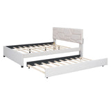 Queen Upholstered Platform Bed Frame with Headboard, Twin XL Trundle Bed