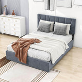 Queen Size Upholstered Platform Bed with Headboard and Storage - [4 Drawers, Velvet]