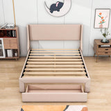 Velvet Upholstered Queen Size Platform Storage Bed with Headboard - [Drawer]