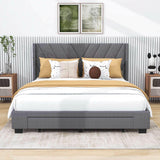 Queen Size Upholstered Platform Bed with Storage and Headboard - [Drawers, Linen]