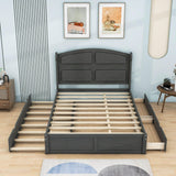 Wooden Queen Size Platform Bed with Twin Trundle Bed and Storage - [Headboard]