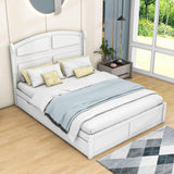 Wooden Queen Size Platform Bed with Twin Trundle Bed and Storage - [Headboard]