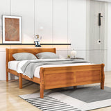 Wooden Queen Size Sleigh Bed with Headboard and Footboard