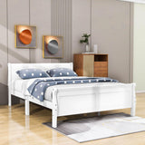 Wooden Queen Size Sleigh Bed with Headboard and Footboard