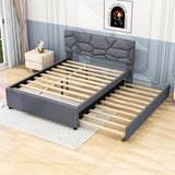 Queen Upholstered Platform Bed Frame with Headboard, Twin XL Trundle Bed