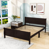 Wooden Queen Size Sleigh Bed with Headboard and Footboard