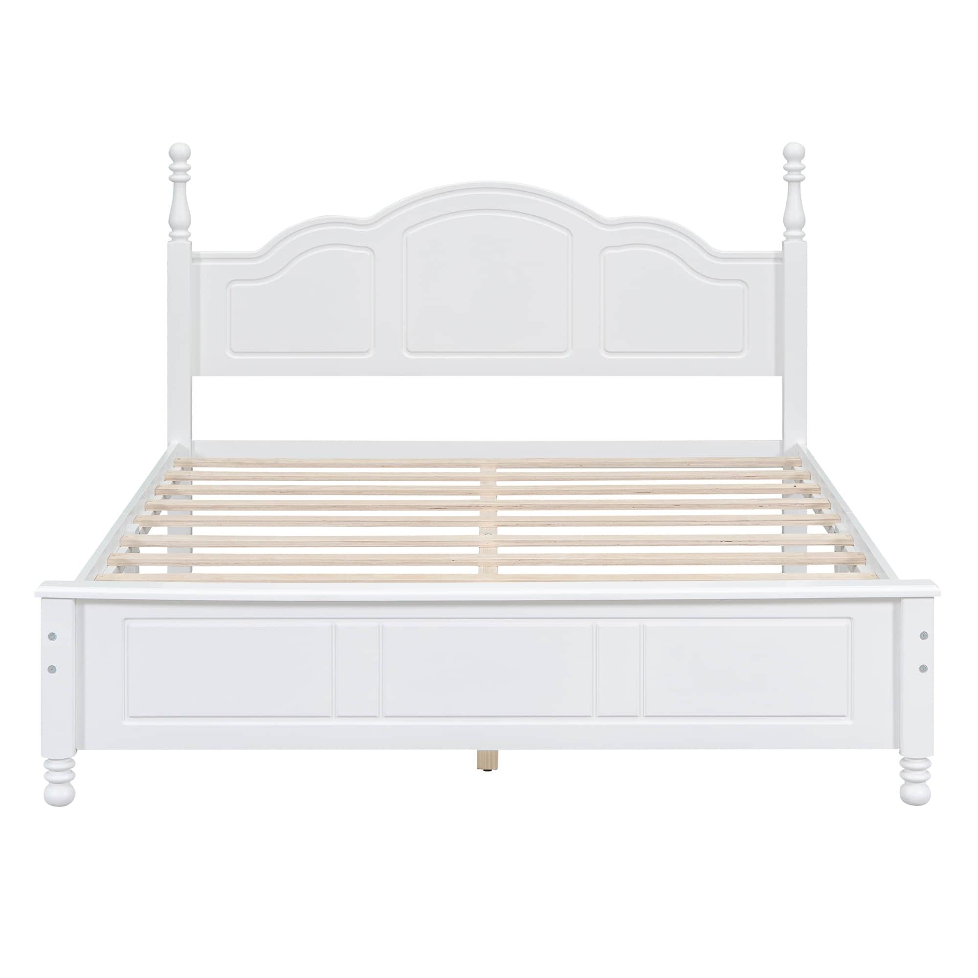 Wood Traditional Queen Size Platform Bed Frame with Headboard