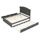 Wooden Queen Size Platform Bed with Twin Trundle Bed and Storage - [Headboard]