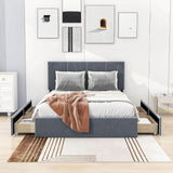 Queen Size Upholstered Platform Bed with Headboard and Storage - [4 Drawers, Velvet]