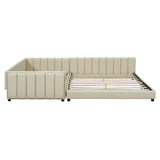 Queen Upholstered Bed Frame with Attached Twin XL Side Bed