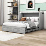 Queen Murphy Bed Wall Bed with Storage Drawer and Sockets & USB Ports