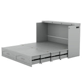 Queen Murphy Bed Wall Bed with Storage Drawer and Sockets & USB Ports