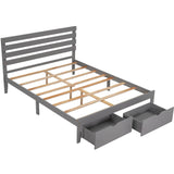 Queen Size Platform Bed with Storage and Headboard - [Wood]