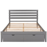 Queen Size Platform Bed with Storage and Headboard - [Wood]