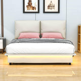 Upholstered Modern Queen Bed Frame with Headboard and LED Lights