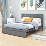 Queen Size Platform Bed with Storage and Headboard - [Wood]